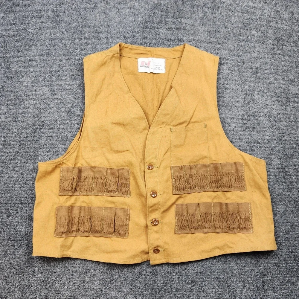 Vintage Hawthorne‎ Shell Vest Mens Large Brown Canvas Shooting Hunting 2201
